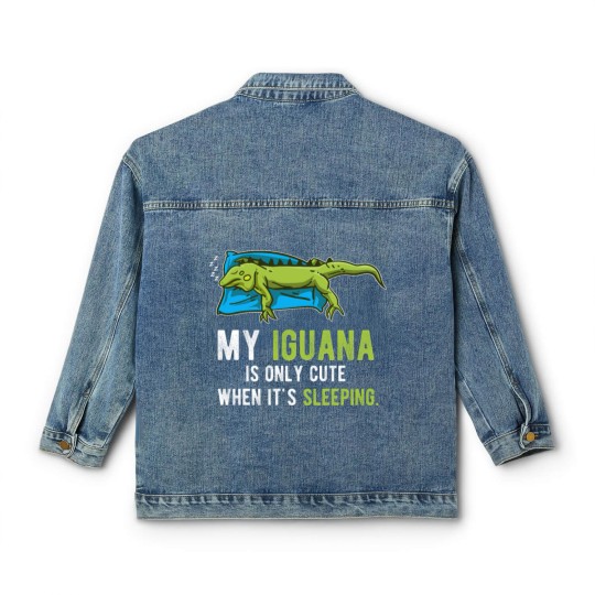 Discover Lazy Pet Reptile Lizard Animal Sleeping Iguana Classic Women's Denim Jackets