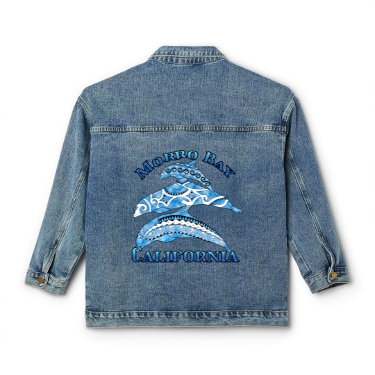 Discover Morro Bay California Vacation Tribal Dolphins Classic Women's Denim Jackets