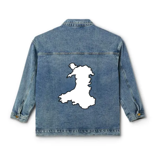 Discover Wales Black Outine Map Classic Women's Denim Jackets