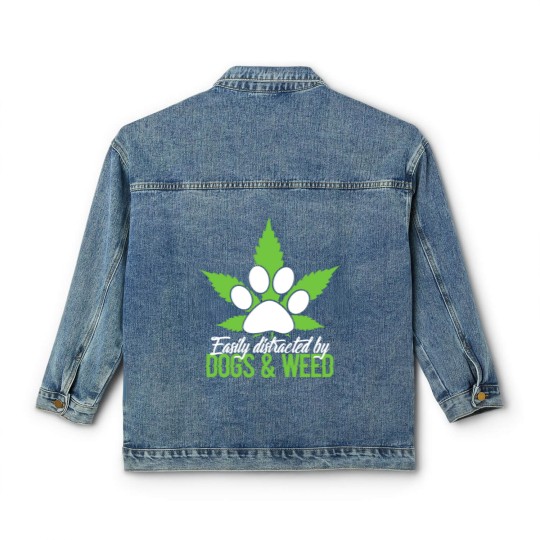 Discover Easily Distracted By Dogs & Weed Classic Women's Denim Jackets
