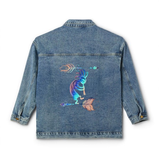 Discover Native American Kokopelli With Two Feathers 2 Classic Women's Denim Jackets