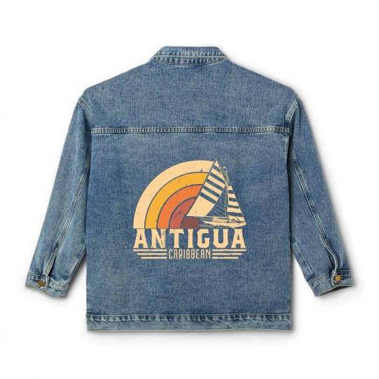 Discover Antigua Retro Sailing Vacation Design - Antigua - Classic Women's Denim Jackets