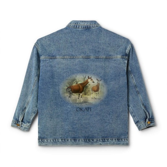 Discover Okapi Mom And Baby Zebra Giraffe Wild Forest Lover Classic Women's Denim Jackets
