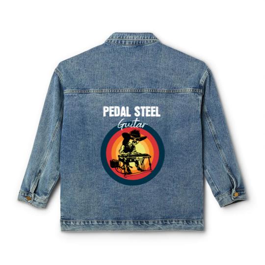 Discover Vintage Pedal Steel Guitar Player Musician Classic Women's Denim Jackets