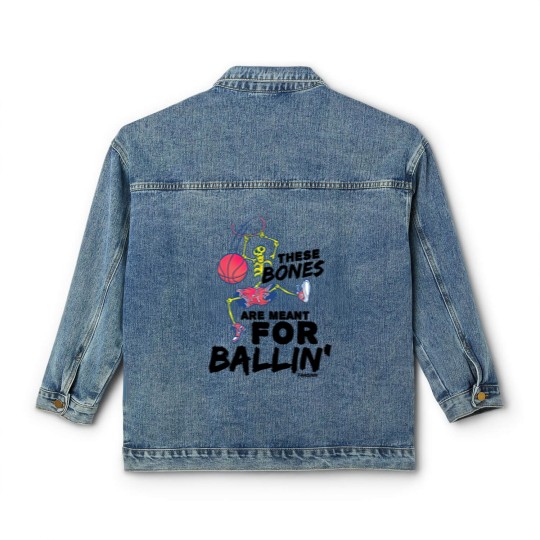 Discover Halloween basketball skeleton Classic Women's Denim Jackets