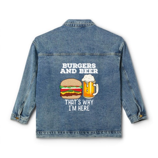 Discover BBq Barbecue Quote Burgers & Beer Fast Food Lover Classic Women's Denim Jackets