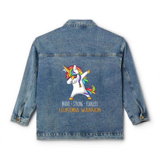 Discover Brave Strong Fearless LEUKEMIA Support LEUKEMIA Awareness Gifts - Leukemia Cancer Awareness - Classic Women's Denim Jackets
