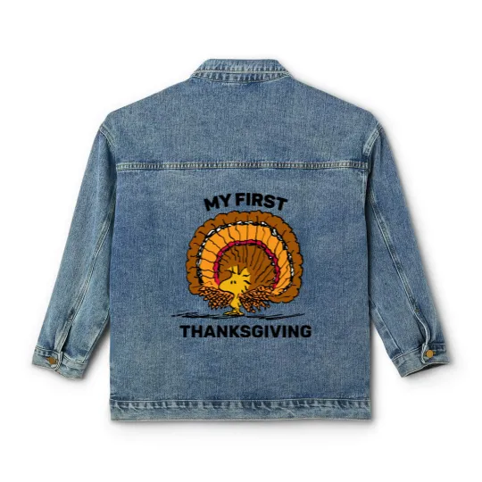Discover Peanuts | Woodstock Turkey -My 1st Thanksgiving Classic Women's Denim Jackets