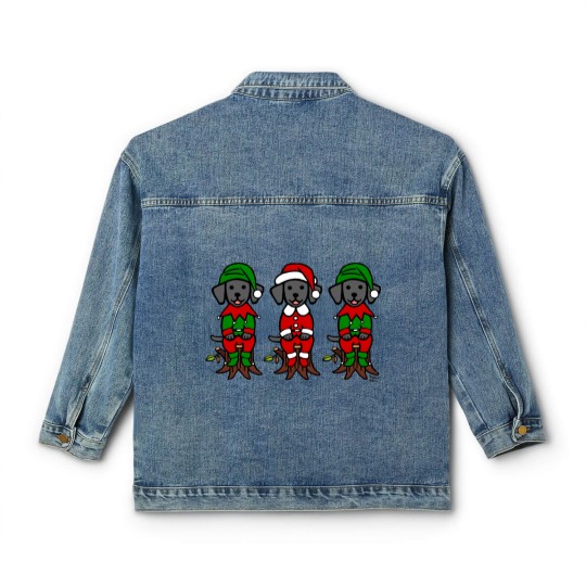 Discover Christmas Three Black Lab Puppies Classic Women's Denim Jackets