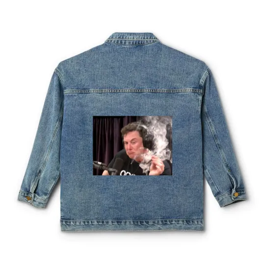 Discover Pfnetie  Elon Musk Smokes Short Sleeve Classic Women's Denim Jackets