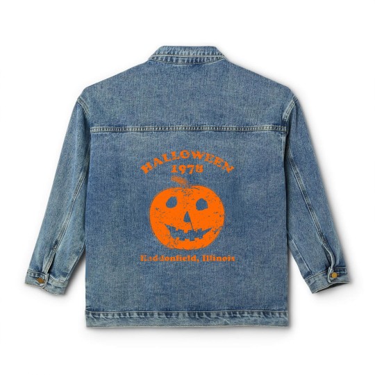 Discover Halloween 1978 holiday spooky gift myers pumpkin haddonfield Classic Women's Denim Jackets