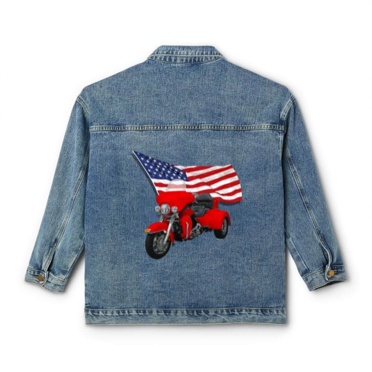 Discover Trike with Flag Classic Women's Denim Jackets