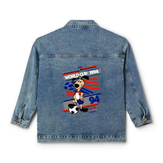 Discover Striker - USA 94 Classic Classic Women's Denim Jackets, Vintage Mascot World Cup Classic Women's Denim Jackets