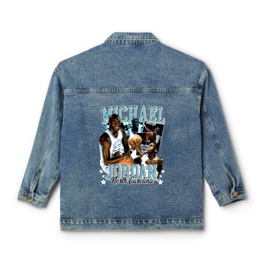 Discover Michael Jordan UNC 90s Style Vintage Bootleg Classic Women's Denim Jackets graphic Classic Women's Denim Jackets