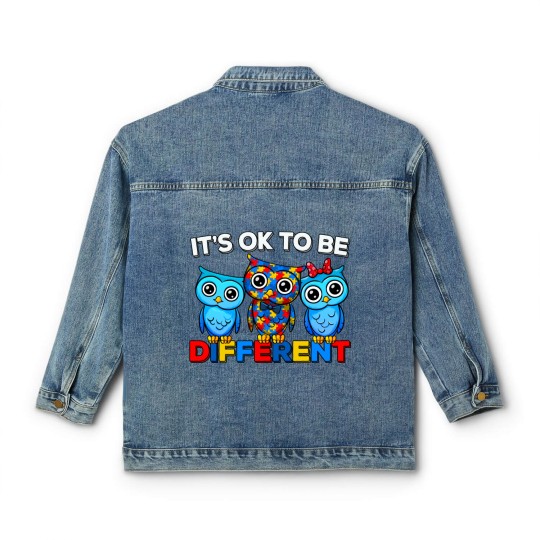 Discover Autism Awareness Cute Owl Animal It's Ok To Be Different Classic Women's Denim Jackets