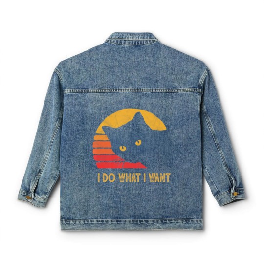 Discover Retro I do what I want with my cat funny gift Classic Women's Denim Jackets