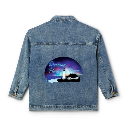 Discover Portland Head Lighthouse, Maine, Souvenir, Gift, Classic Women's Denim Jackets