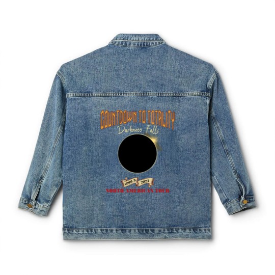Discover Total Solar Eclipse Classic Women's Denim Jackets April 8th 2024, Rock Concert Tour Classic Women's Denim Jackets with Path of Totality Cities