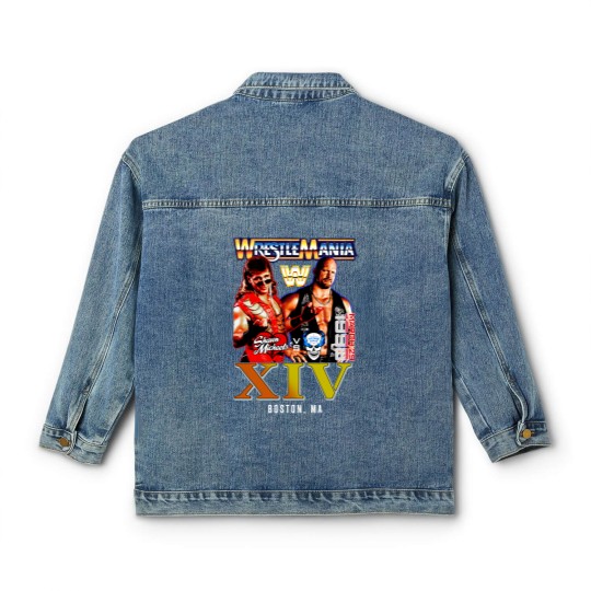 Discover New Wrestling Entertainment WrestleMania XIV 1998 Stone Cold Shawn Michaels Vintage Classic Women's Denim Jackets
