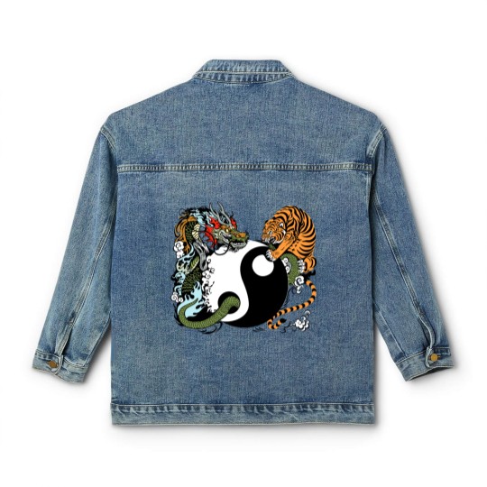 Discover dragon and tiger yin yang symbol Classic Women's Denim Jackets