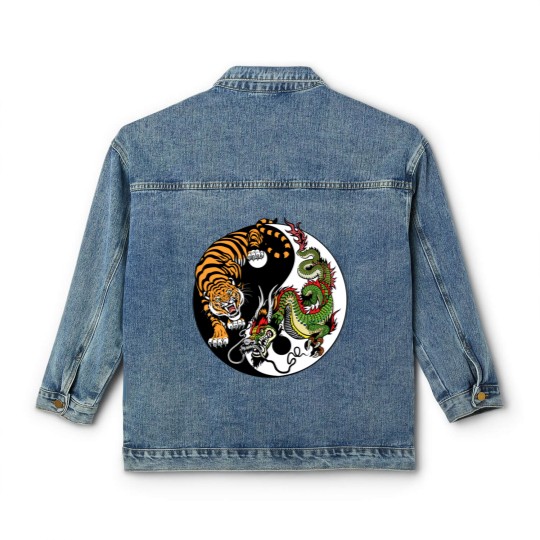 Discover dragon and tiger yin yang symbol Classic Women's Denim Jackets