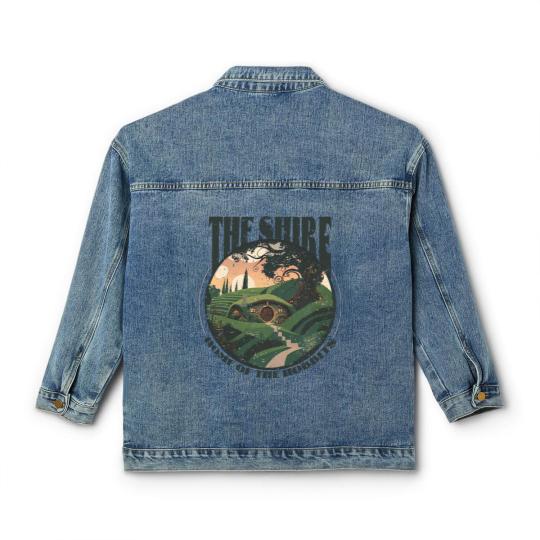 Discover The Shire LOTR Classic Women's Denim Jackets | Distressed Fantasy Merch Tolkien Aragorn