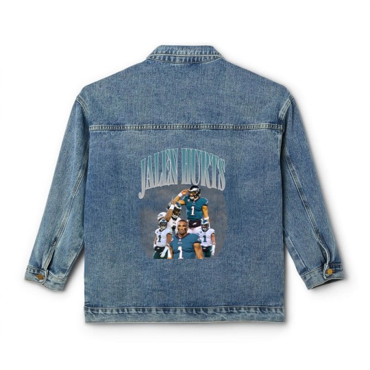 Discover 90s Vintage Inspired Jalen Hurts Classic Women's Denim Jackets, Jalen Hurts Classic Women's Denim Jackets, football vintage Classic Women's Denim Jackets