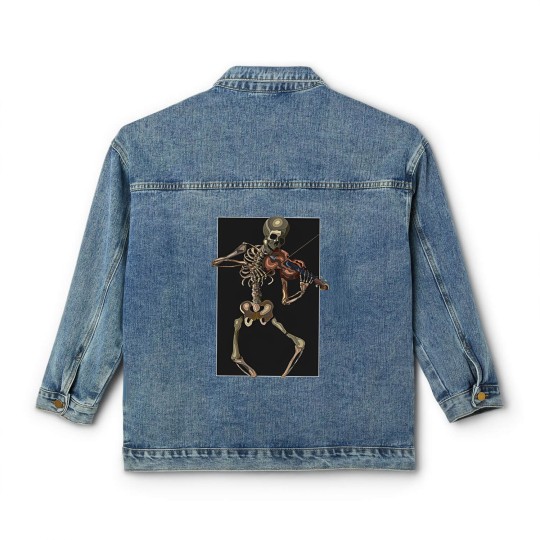 Discover Skeleton with violin - Skeleton - Classic Women's Denim Jackets