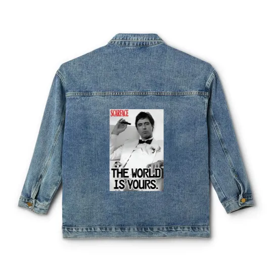 Discover Scarface The World Is Yours Classic Women's Denim Jackets, Al Pacino Classic Women's Denim Jackets