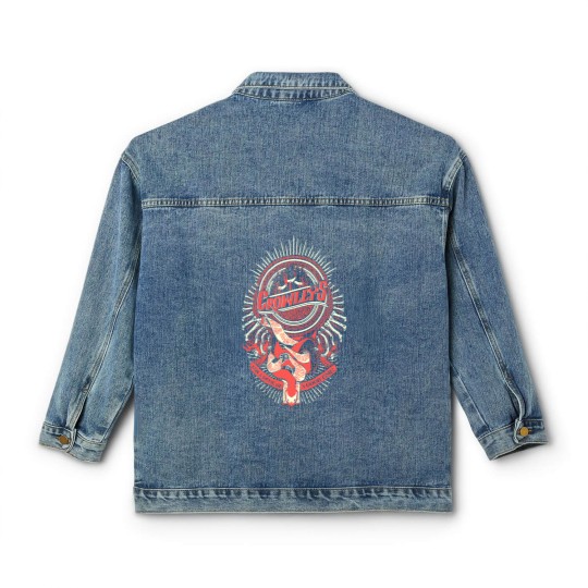Discover Supernatural Classic Women's Denim Jackets | Crowley Classic Women's Denim Jackets |  Hand Screen Printed Supernatural Classic Women's Denim Jackets