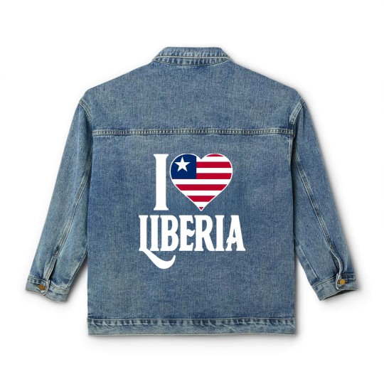 Discover I love Liberia flag Classic Women's Denim Jackets