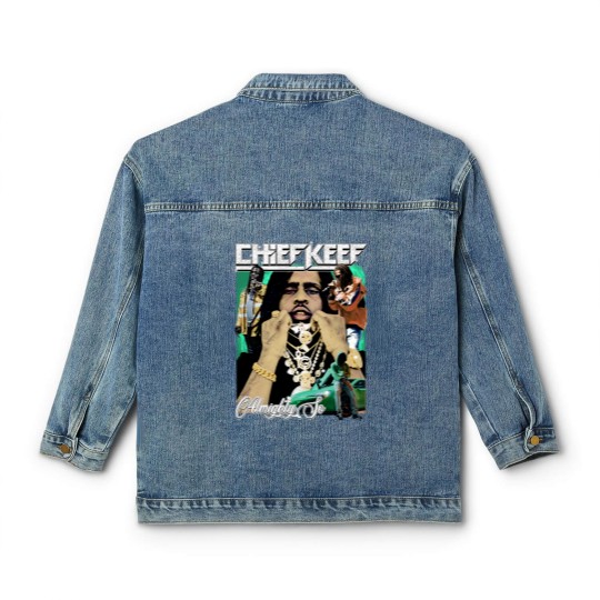 Discover Chief Keef Rap Classic Women's Denim Jackets, Vintage Rap Classic Women's Denim Jackets, Hip Hop Classic Women's Denim Jackets, Vintage Hip Hop Classic Women's Denim Jackets