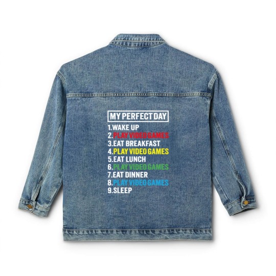 Discover My Perfect Day Video Games Funny Gamer Gift Boys M Classic Women's Denim Jackets
