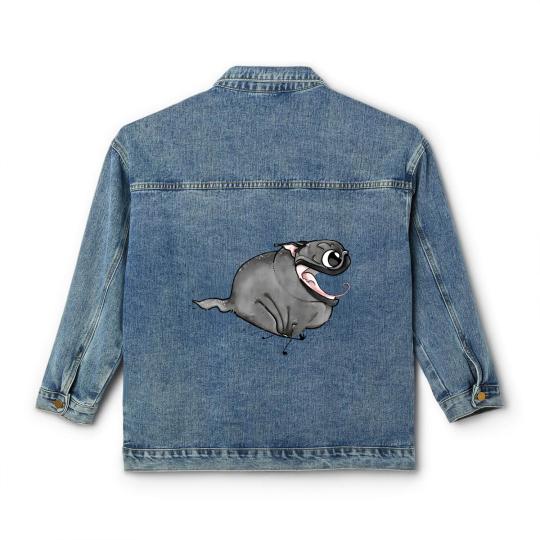 Discover Zoomies!!! (black pug) - Black Pug - Classic Women's Denim Jackets
