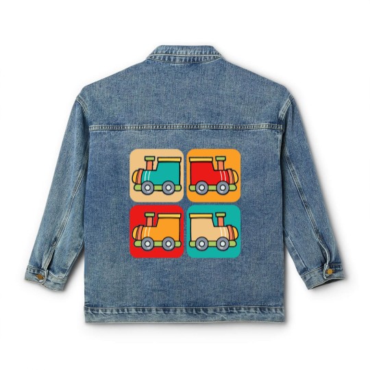 Discover Train Classic Women's Denim Jackets Little Retro Trains I Kids I Railway I Toddler Train Classic Women's Denim Jackets Classic Women's Denim Jackets