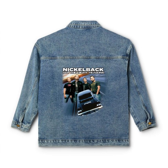 Discover Nickelback Music Classic Women's Denim Jackets, Vintage Get Rollin' Tour 2023 Tickets Album All the Right Reasons
