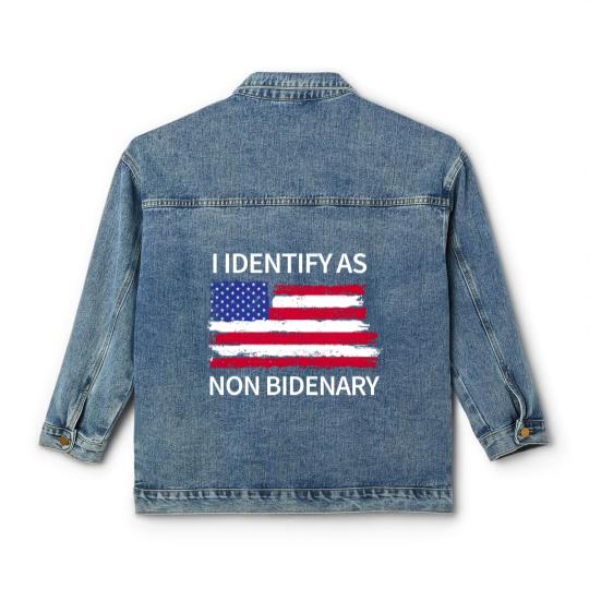 Discover I Identify As Non Bidenary Classic Women's Denim Jackets, Conservative Classic Women's Denim Jackets, Trump Classic Women's Denim Jackets