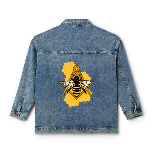Discover Masonic Emblem with Bee and Beehive Classic Women's Denim Jackets