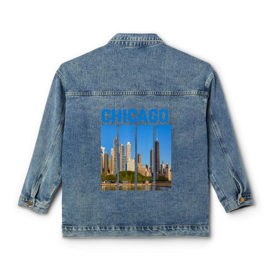 Discover Downtown Chicago Skyline Souvenirs State Illinois Classic Women's Denim Jackets Classic Women's Denim Jackets