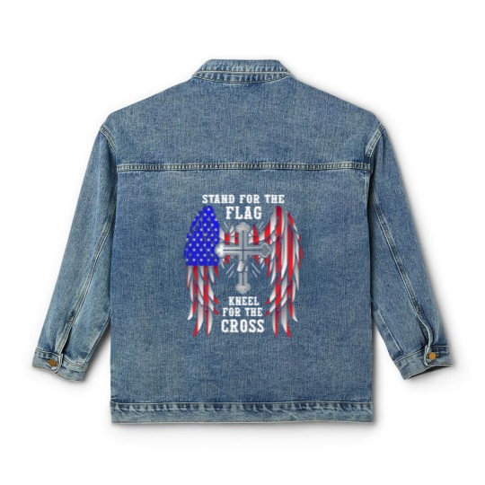 Discover Stand For The Flag Kneel For The Cross Classic Women's Denim Jackets