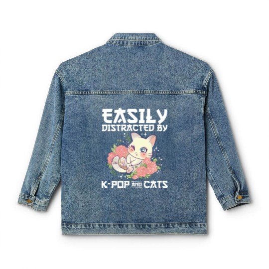 Discover K-Pop Cats Sayings | Korean Pop Cat Pet K Pop Gift Classic Women's Denim Jackets