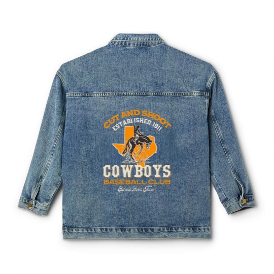 Discover Cow Cut and Shoot Texas Cowboys Retro Minor League Baseball Team Mooey Heifer Classic Women's Denim Jackets