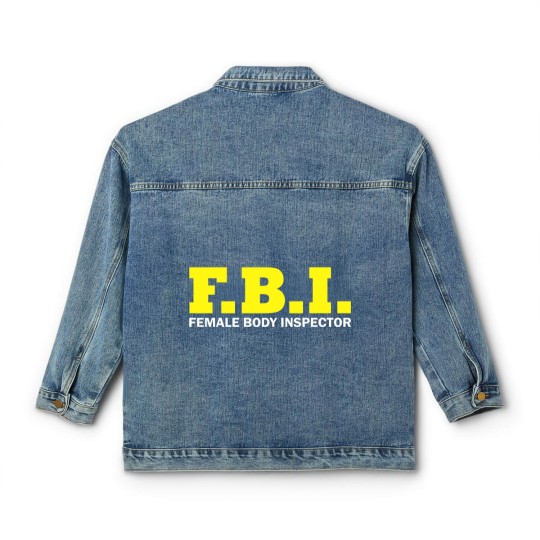 Discover Female Body Inspector Classic Women's Denim Jackets FBI boys costume carnival logo