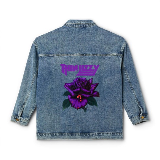 Discover Thin Lizzy Purple Rose Pop Rock Band Black Classic Women's Denim Jackets
