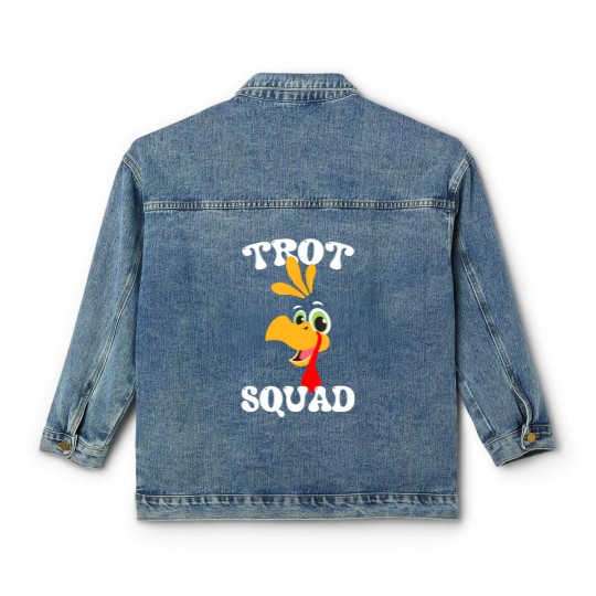 Discover Trot Squad Funny Turkey Trot Matching Thanksgiving 2023 Classic Women's Denim Jackets