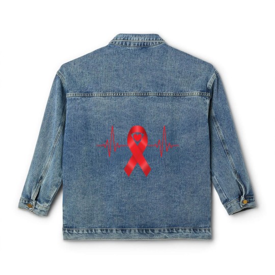 Discover World Aids Day Red Heartbeat Aids Awareness Hiv Classic Women's Denim Jackets