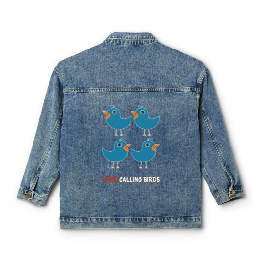 Discover Four Calling Birds Song 12 Days Christmas Classic Women's Denim Jackets