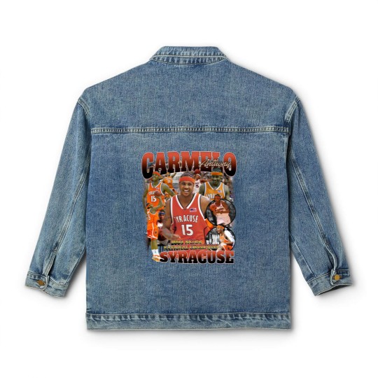 Discover Vintage 90s Graphic Carmelo Anthony Syracuse Classic Women's Denim Jackets, Carmelo Anthony Classic Women's Denim Jackets