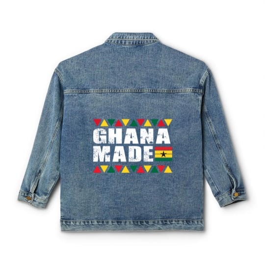 Discover Ghana Made Black Star Country Flag Classic Women's Denim Jackets