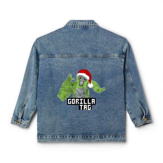 Discover Gorilla Tag Green Santa Hat Gorilla  png Classic Women's Denim Jackets